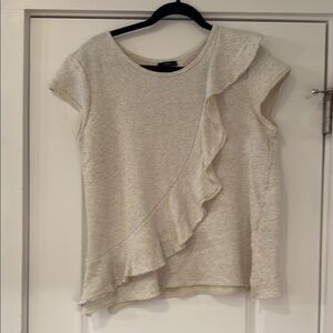 Women's Oatmeal Terry Ruffle Top